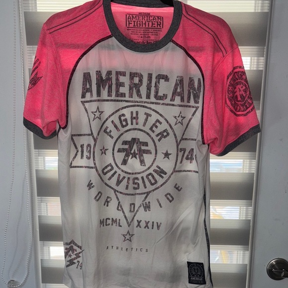 2 American Fighter Pink and Orange Burnout Graphic Tees - Picture 10 of 10
